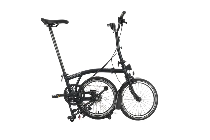 Brompton C Line Mid Bar 6 Speed Bike with rack in Matt Black-1